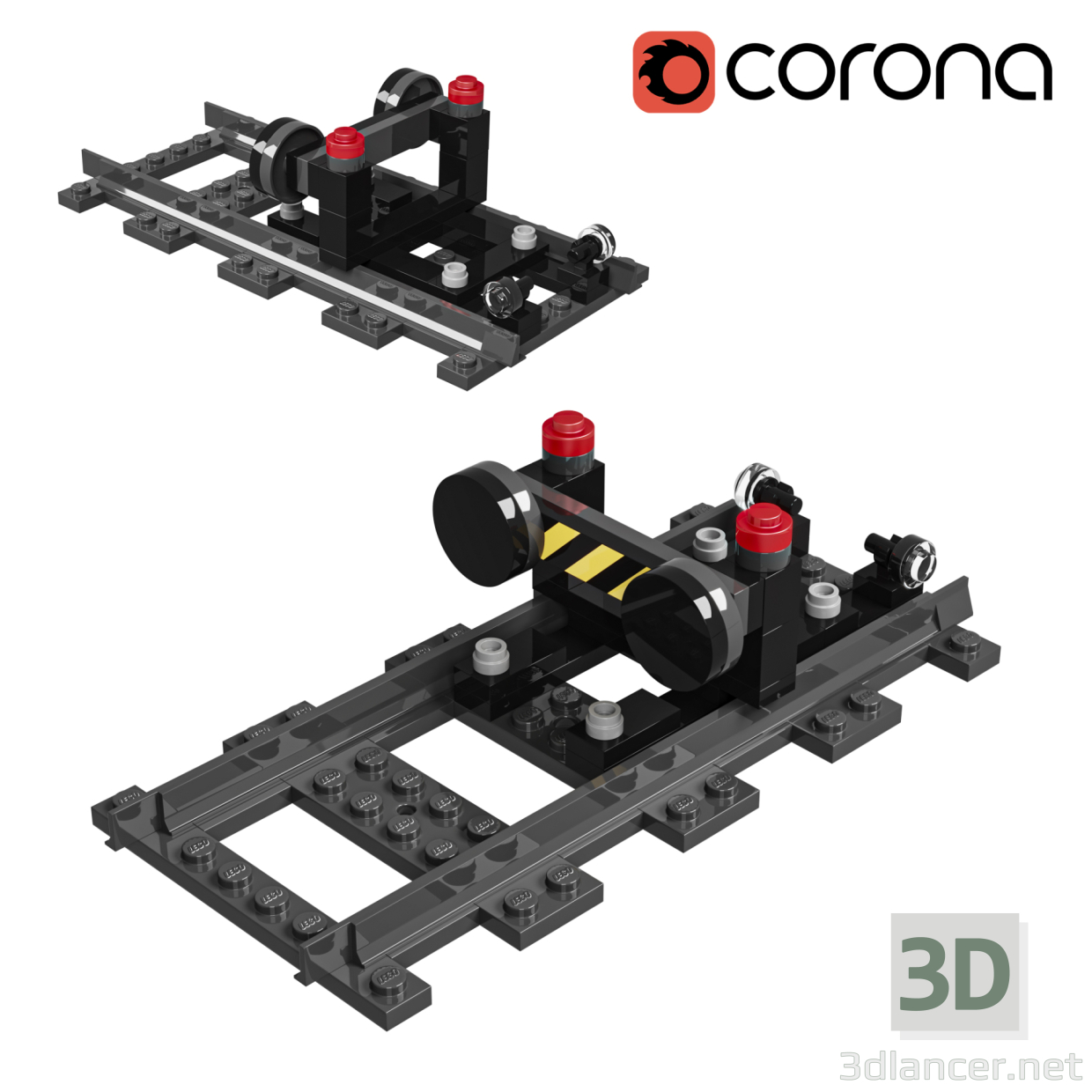 3d Train Lego Construction Stopping model buy - render