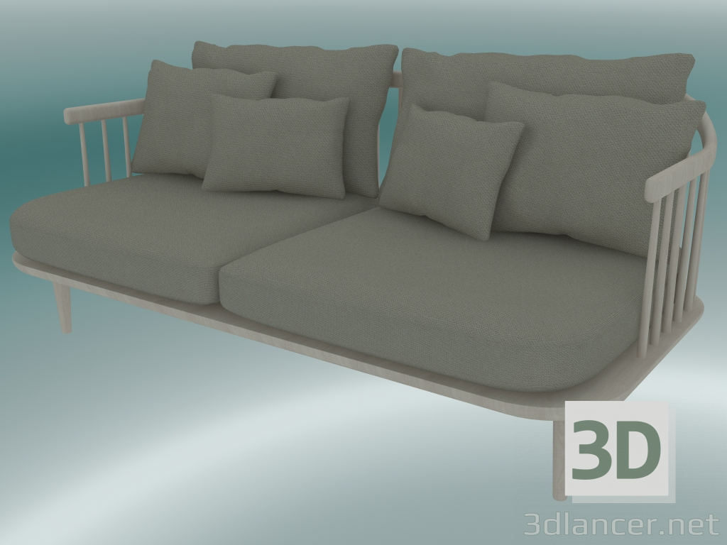 Modelo 3d Mosca dupla do sofá (SC2, H 70cm, D 80cm, L 162cm, carvalho oleado branco, Madison quente 094) - preview