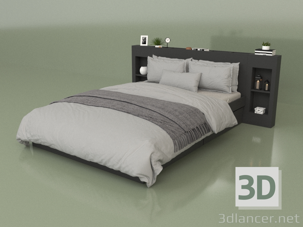 3d model Bed with organizers 1400 x 2000 (10313) - preview