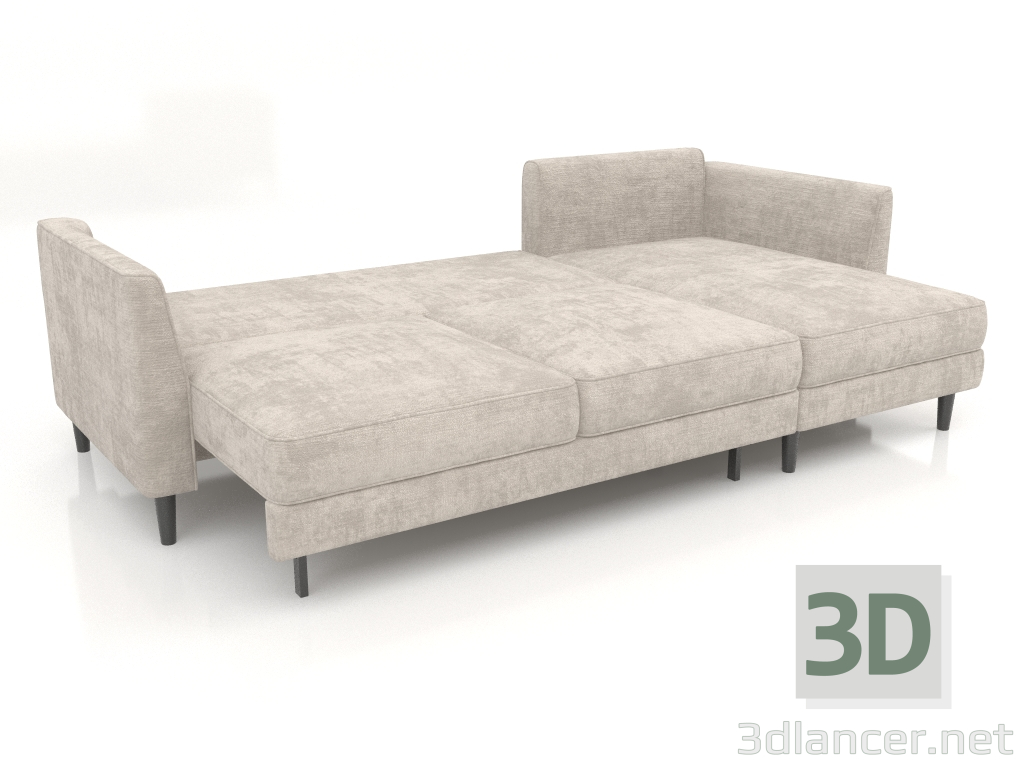 modèle 3D Canapé-lit GRACE avec pouf (déplié) - preview