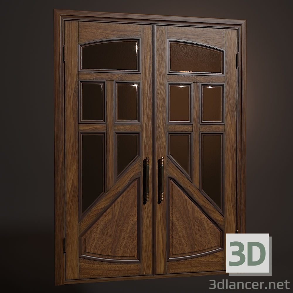 Puerta batiente de madera 3D modelo Compro - render