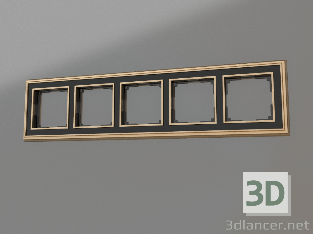3d модель Рамка на 5 постов Palacio (золото-черный) – превью