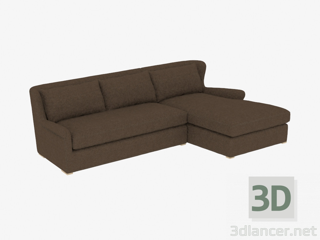 3d model Corner sofa SECTIONAL BROWN LINEN (7843-3102) RAF - preview