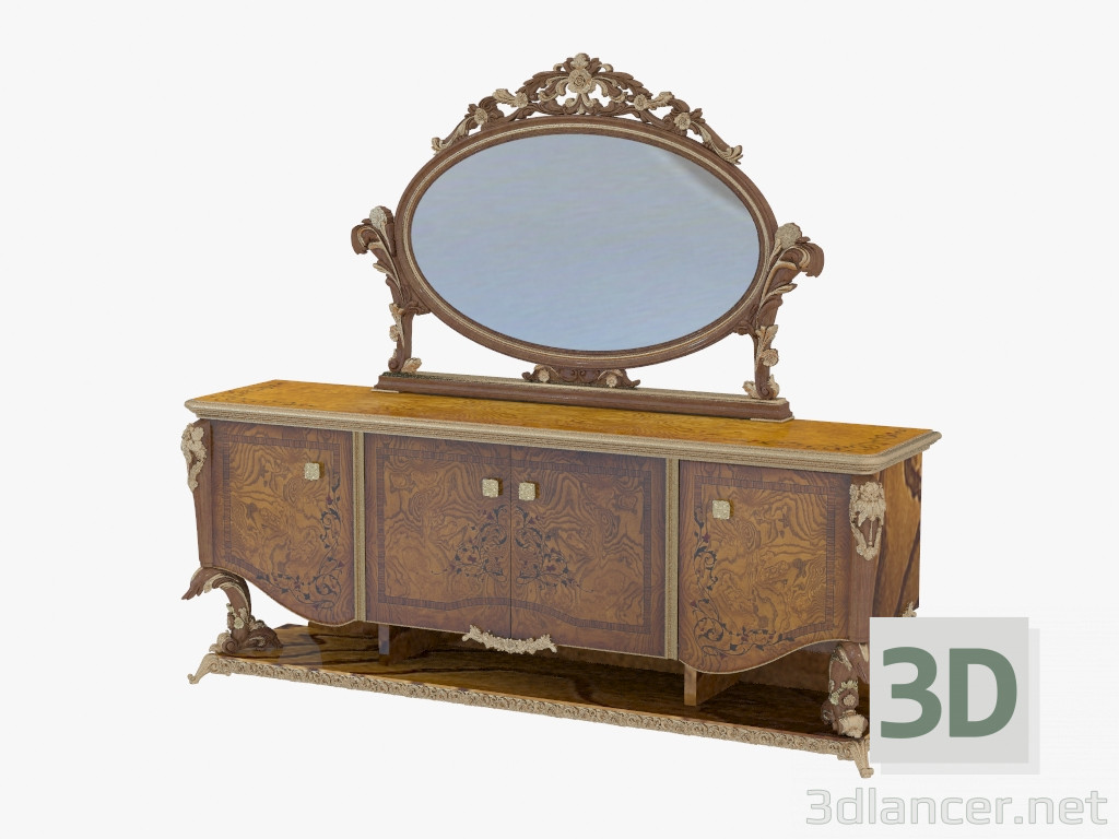 modello 3D Dresser con specchio in stile classico 203 - anteprima