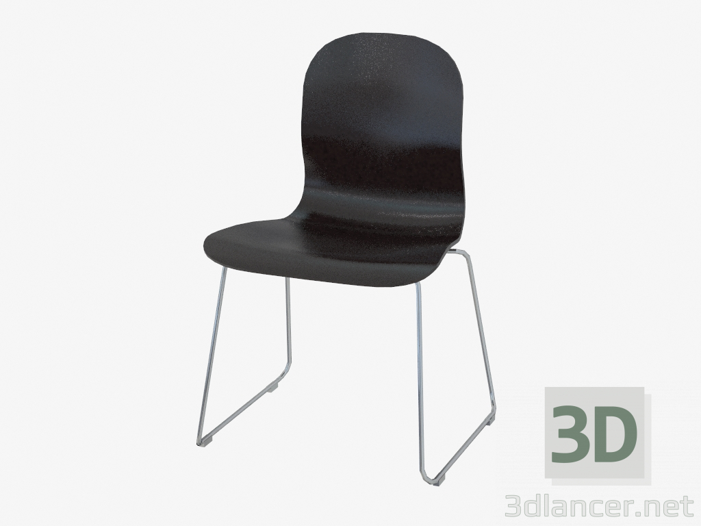 3D Modell Stapelbarer schwarzer Stuhl - Vorschau