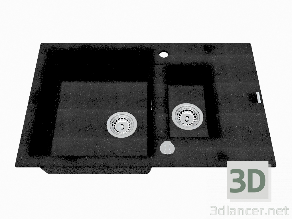 3D Modell 1,5-Becken-Spüle mit einem kurzen Ablauf - Graphit Andante (ZQN 2513) - Vorschau