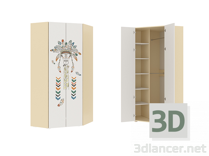 3D Modell Eckgarderobe "Indianer" - Vorschau