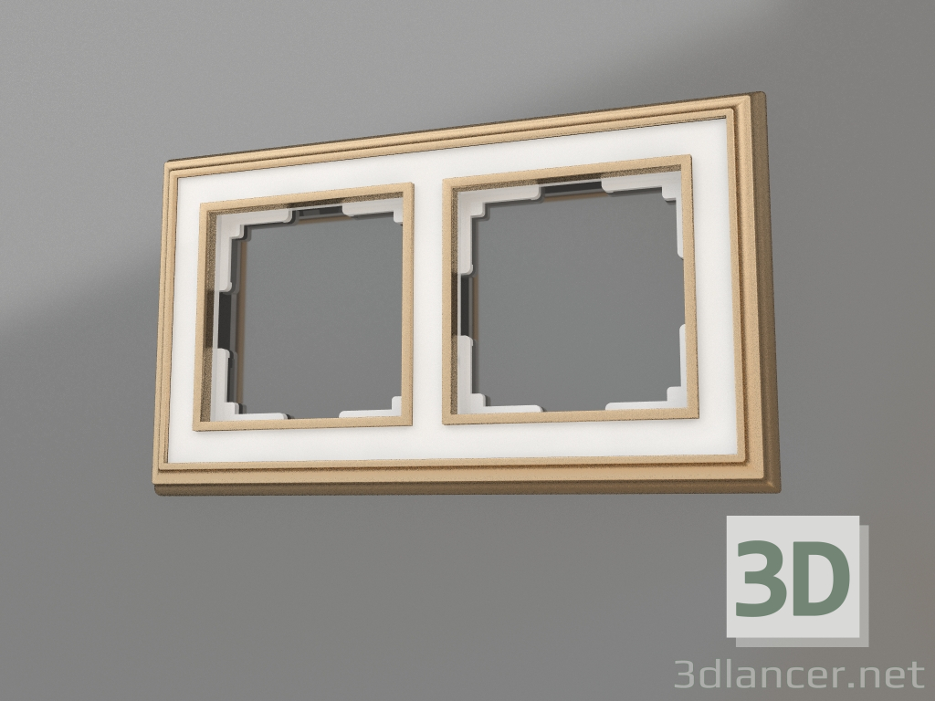 3 डी मॉडल 2 पोस्ट पलासियो के लिए फ़्रेम (सुनहरा-सफ़ेद) - पूर्वावलोकन