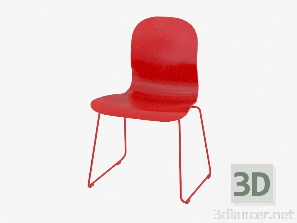 modello 3D Sedia impilabile rosso Tate - anteprima