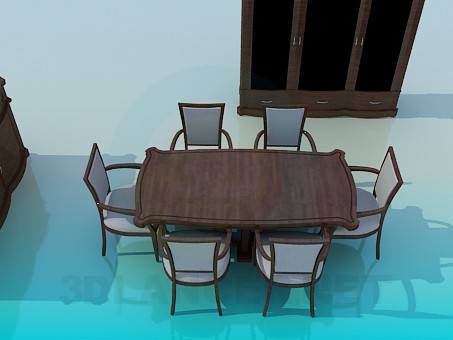 Modelo 3d Conjunto de móveis para sala de jantar - preview
