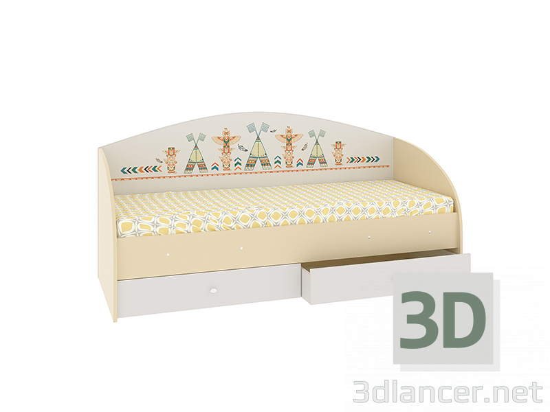 3D Modell Bett "Indianer" - Vorschau