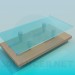 3d модель Деревянно-стеклянный низкий столик – превью