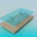 modello 3D Tavolo basso in legno-vetro - anteprima