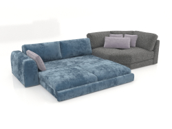 ISLAND sofa-bed with chaise longue (folded out)