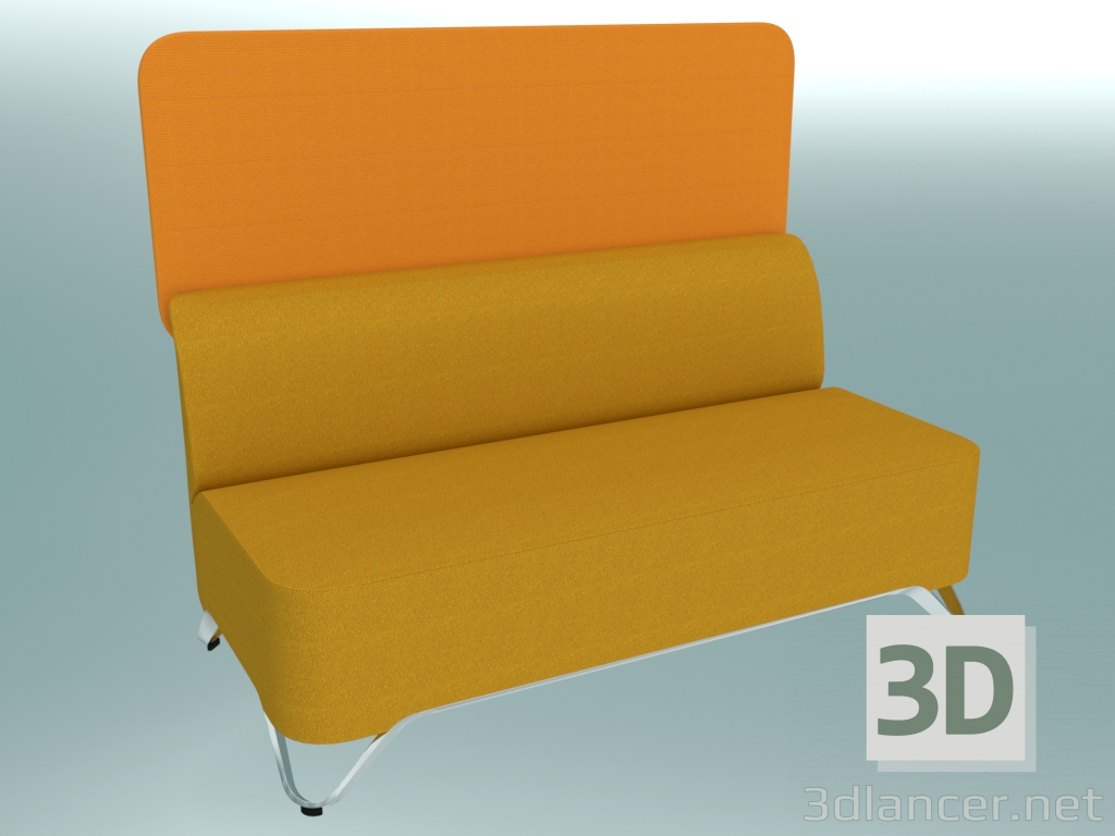 3D Modell Doppelsofa ohne Armlehnen, mit Bildschirm (2BW) - Vorschau
