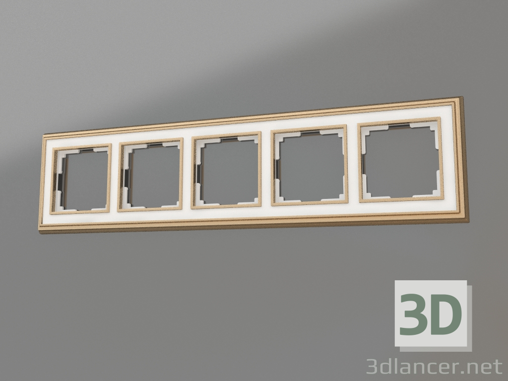 3D Modell Rahmen für 5 Pfosten Palacio (gold-weiß) - Vorschau