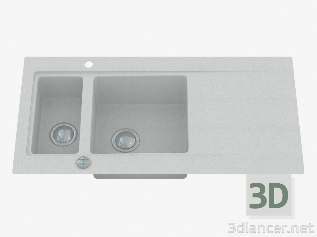 3d model Washing, 1,5 bowls with a wing for drying - gray metalic Modern (ZQM S513) - preview