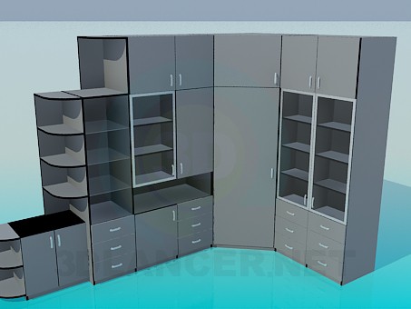 3d модель Угловой шкаф в офис – превью