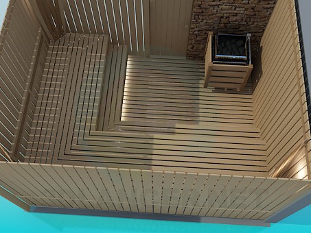 modèle 3D Sauna en bois - preview