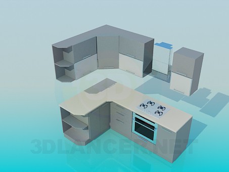 3D modeli Köşe mutfak - önizleme
