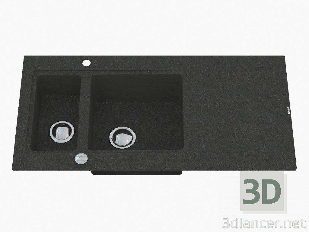 modèle 3D Lavabo, 1,5 bols avec une aile pour le séchage - Graphite Metallic Modern (ZQM G513) - preview