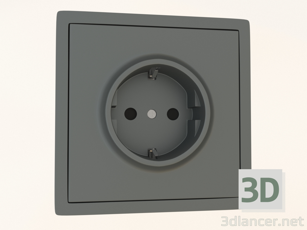 3d model Socket with grounding and shutters Schuko (16A, 250V, on screws, steel, DA22037) R98 - preview