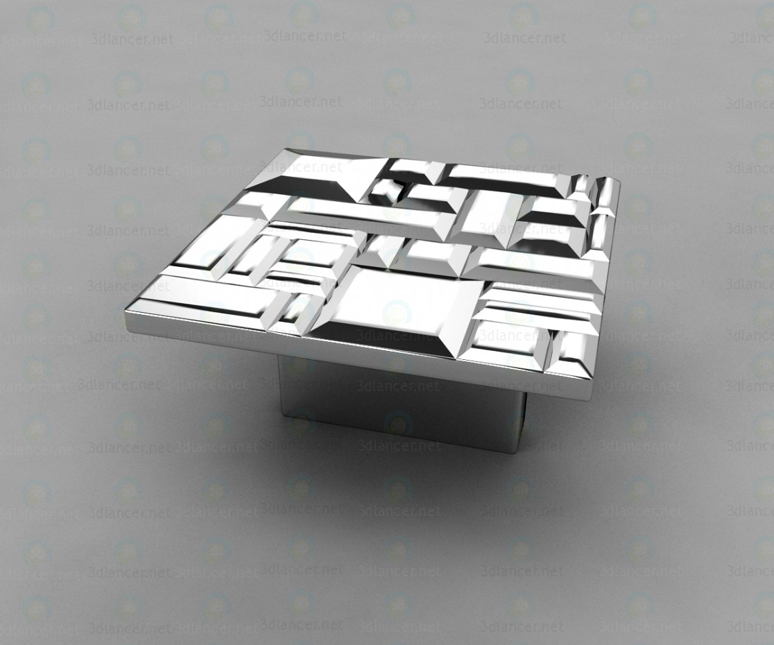 3D Modell Stift Schaltfläche Quadrat moderne 467032MP02, glänzenden Chrom 32 mm - Vorschau