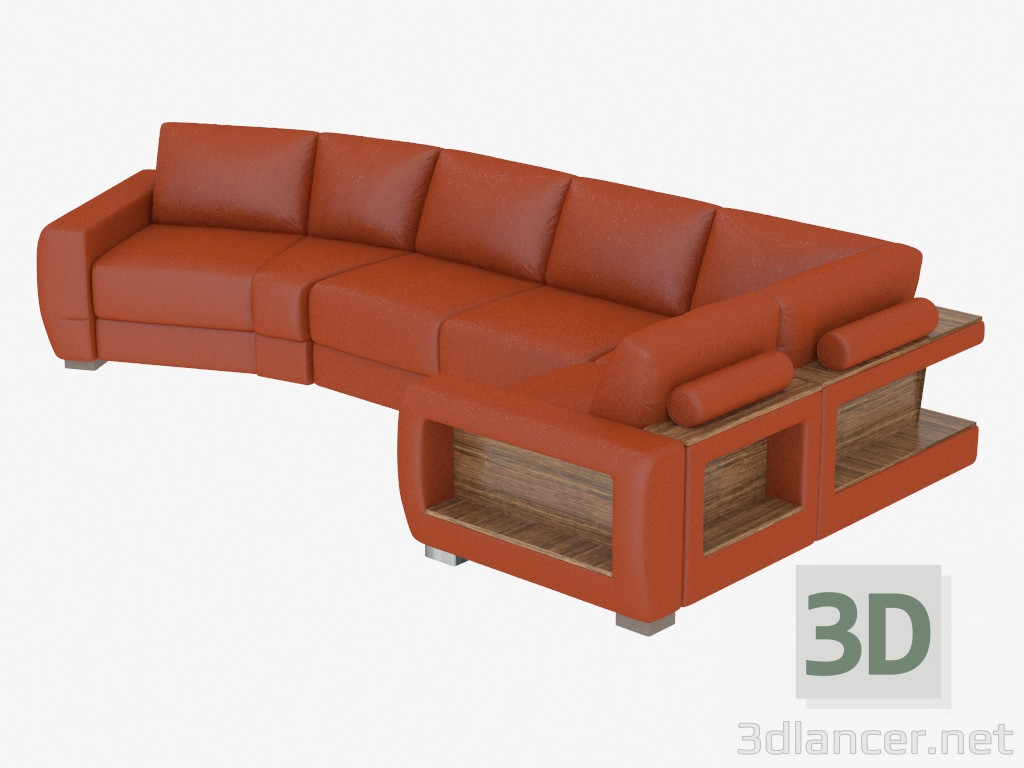 modèle 3D Canapé d'angle avec étagères - preview