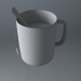 Glas mit Tee, Teebeutel und Löffel. 3D-Modell kaufen - Rendern