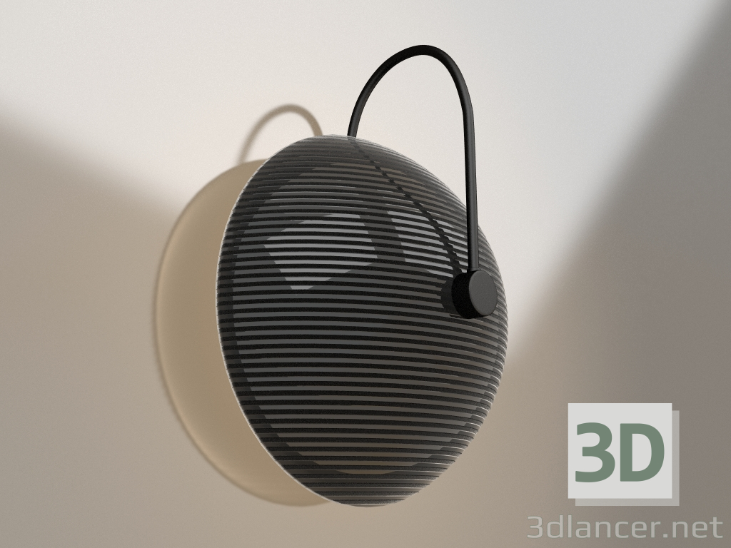 modello 3D Lampada da parete Melissa nera, fumè d25 (08438-2.19) - anteprima