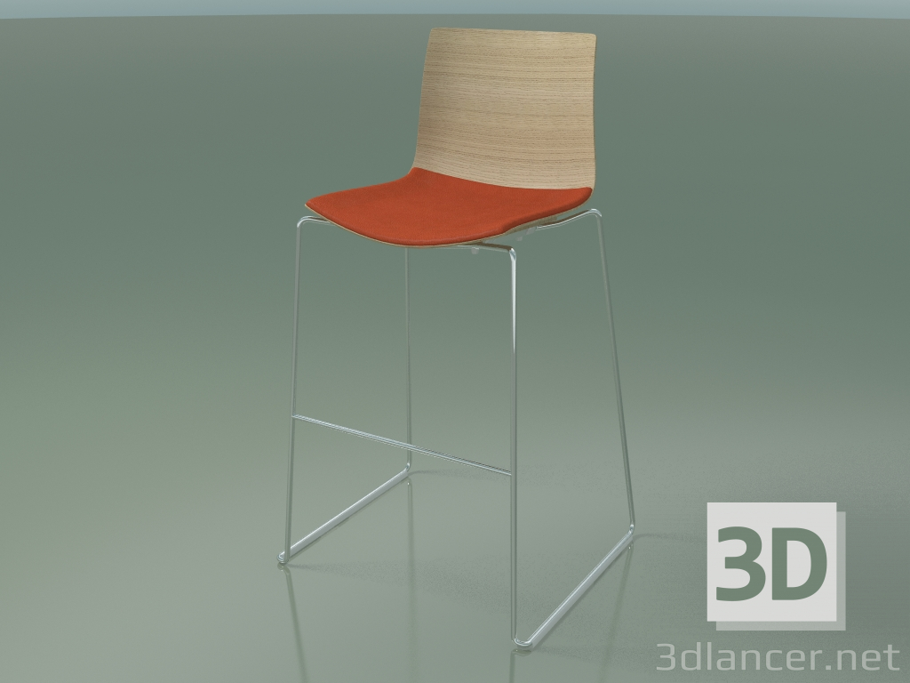 modèle 3D Tabouret de bar 0305 (sur un traîneau, avec un oreiller sur le siège, chêne blanchi) - preview