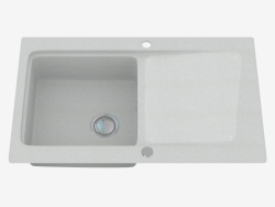 Sink, 1 bowl with draining board - gray metallic Modern (ZQM S113)