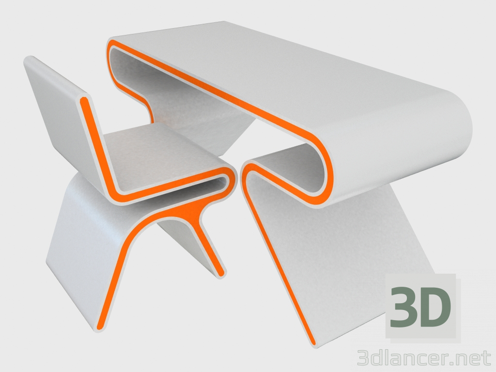 3d model Table and chair Omega - preview