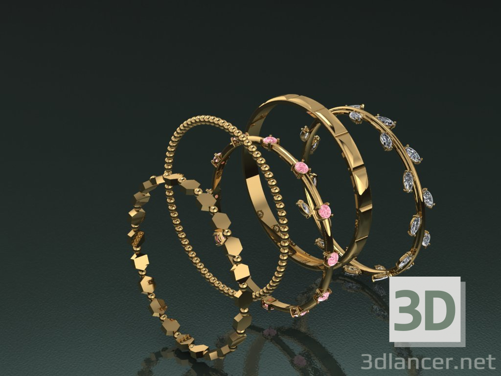 3d ring set model buy - render