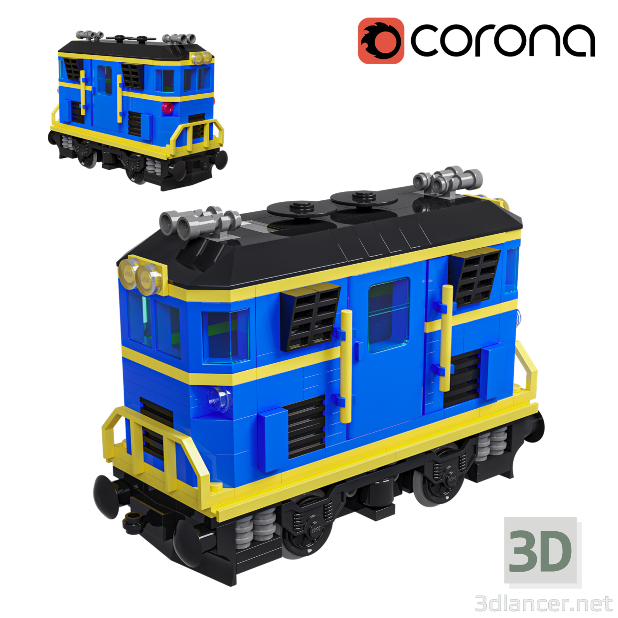 3 डी ट्रेन मिनी डीजल-इलेक्ट्रिक एक्सटिंग्विशर क्लास सी मॉडल खरीद - रेंडर