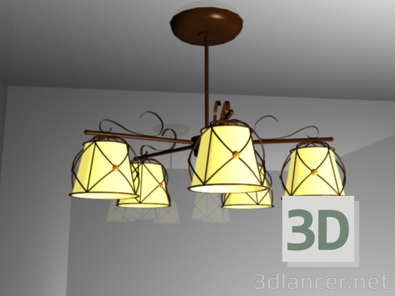 modello 3D lampadario 5 luci - anteprima