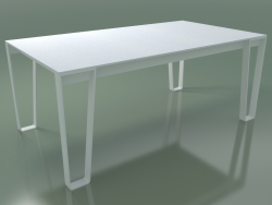 Outdoor dining table InOut (938, White Lacquered Aluminum, White Enameled Lava Stone Slats)