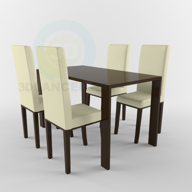 3 डी मॉडल रसोई में कुर्सियों और तालिकाओं - पूर्वावलोकन