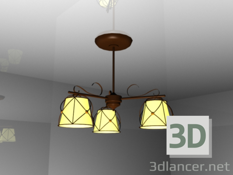 modello 3D Lampadario con 3 lampade - anteprima