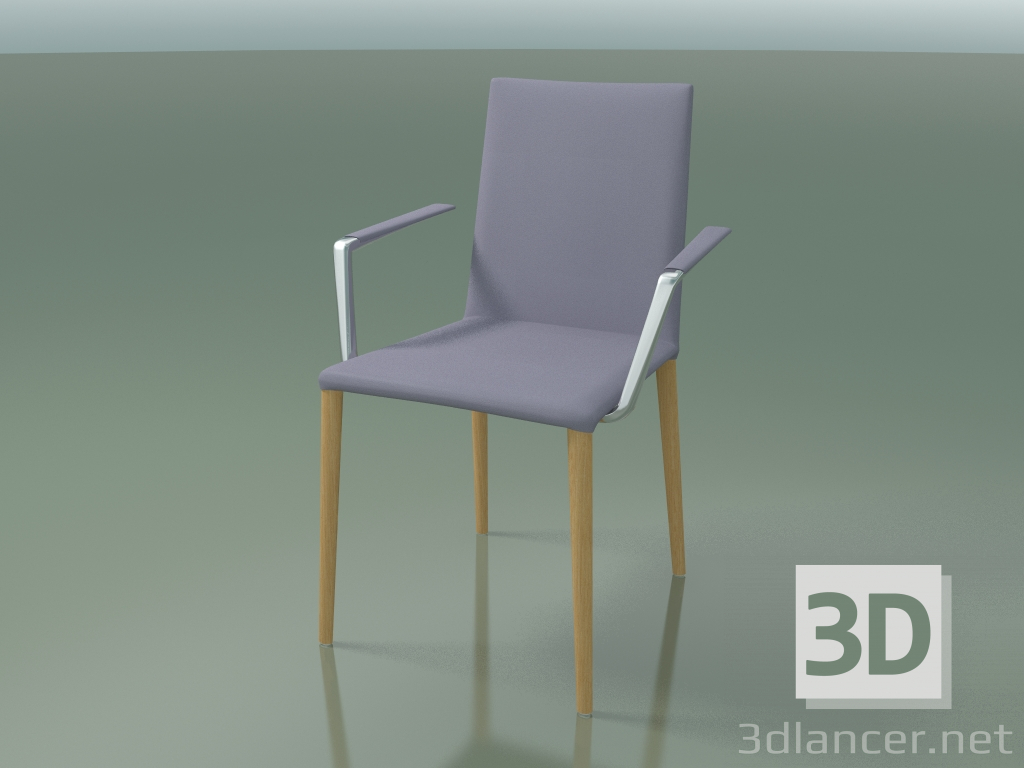 3D Modell Stuhl 1709BR (H 85 cm, stapelbar, mit Armlehnen, mit Lederausstattung, L22 Natureiche) - Vorschau