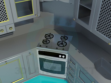 3D modeli Metal renkli boyalı mutfak - önizleme