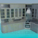 3d model Kitchen painted with metal colour - preview