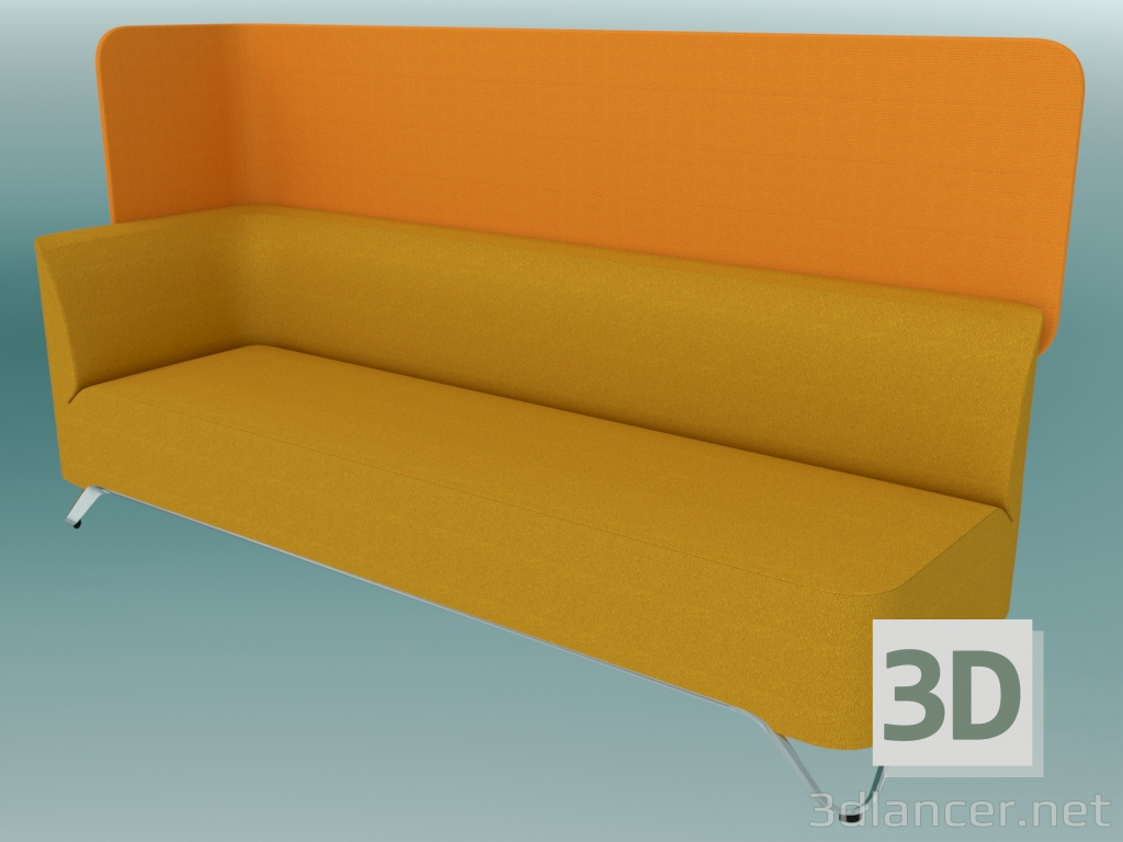 3D modeli Sağda kolçaklı üçlü kanepe, ekranlı (3RW) - önizleme