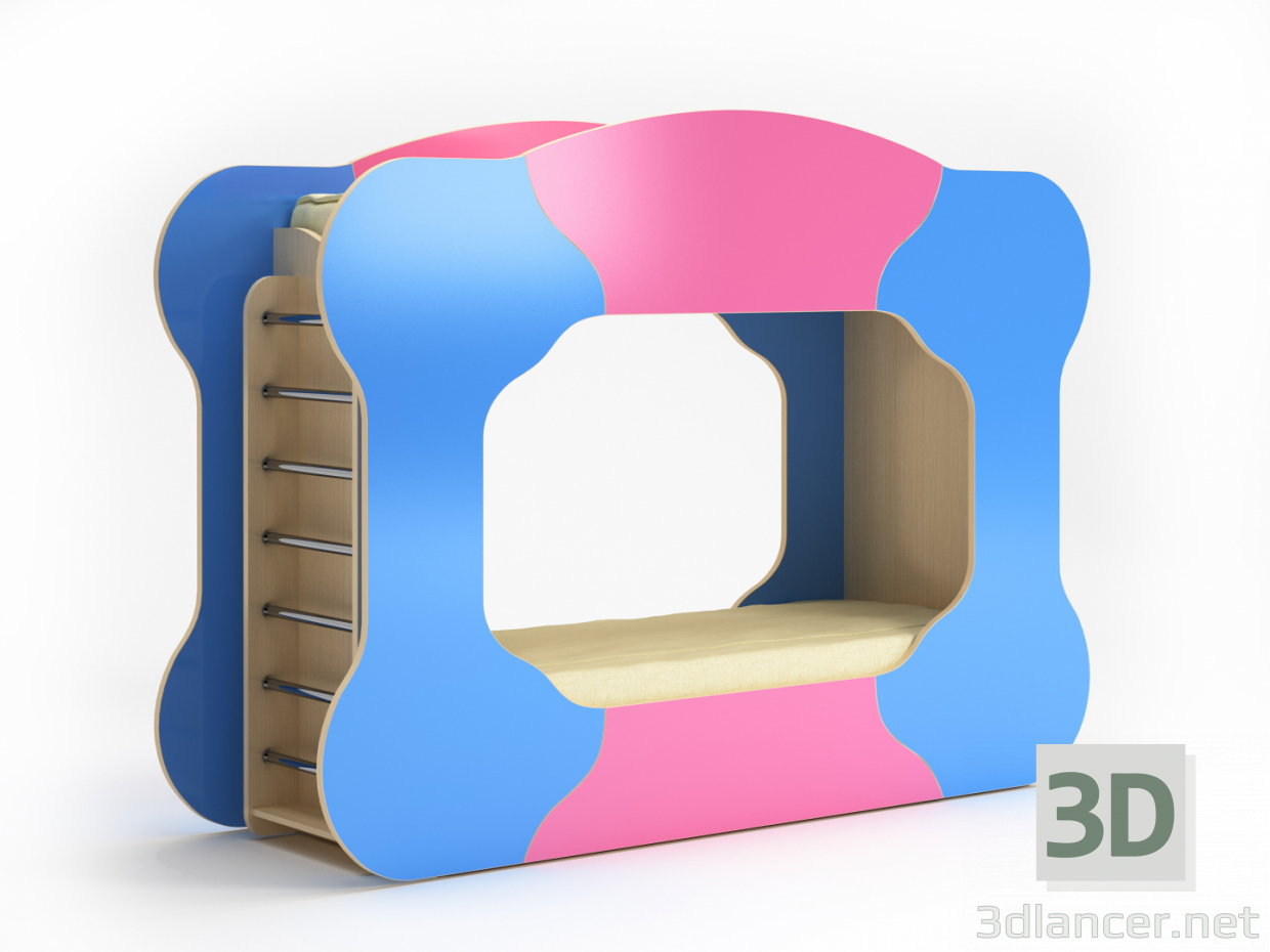 3d Двухъярусная кровать модель купить - ракурс