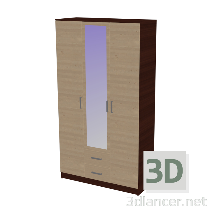 3D Modell Kleiderschrank Harmony 3-flügelig - Vorschau