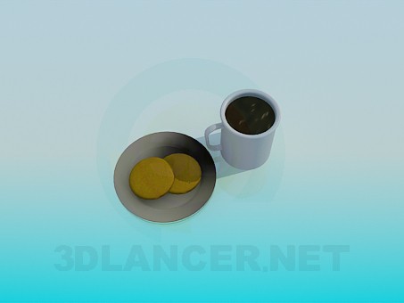 modello 3D Tè con i biscotti - anteprima