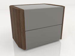 Mesita de noche, chapa de nogal F, laca gris brillante 8C (55x40,5x42 cm)