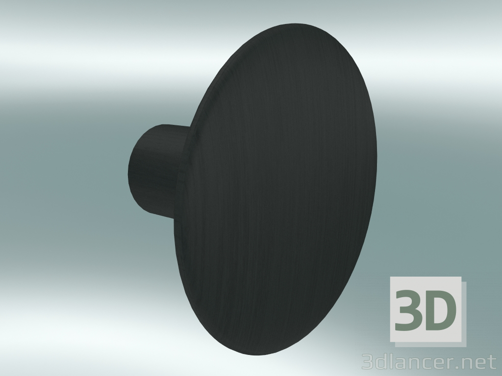 3d model Gancho para ropa Dots Wood (Ø6,5 cm, Negro) - vista previa