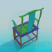 3d модель Разноцветный деревянный стул – превью