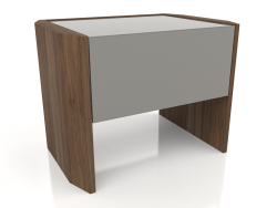 Mesita de noche, chapa de nogal F, laca gris brillante (55x40,5x42 cm)